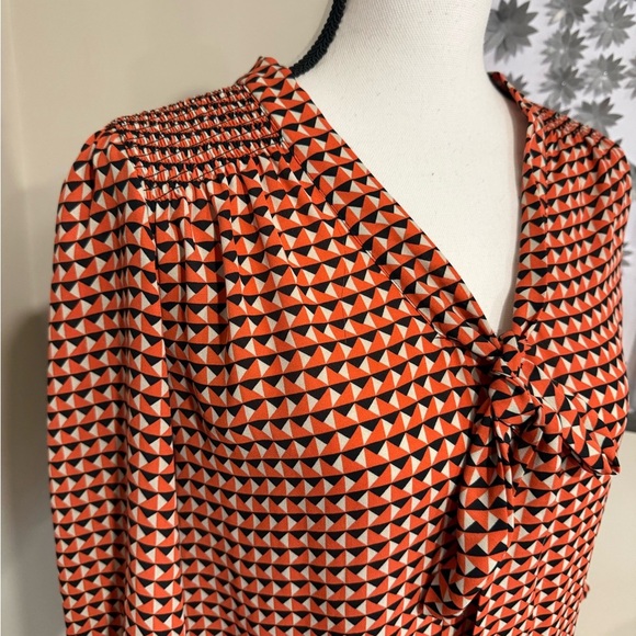 Limited Women's Geometric Print Orange and Black Blouse - Picture 3 of 9